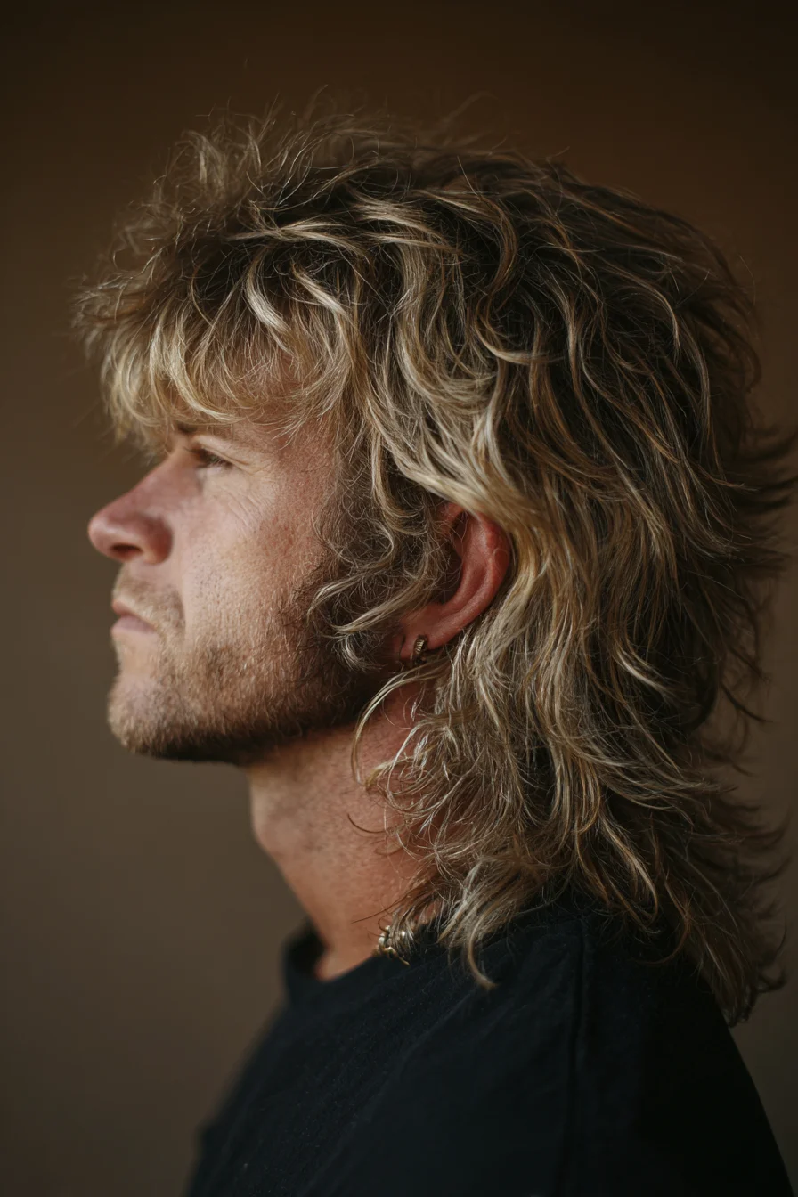 Textured Shag Mullet for Men — Layered Wavy Medium-Length Hairstyle