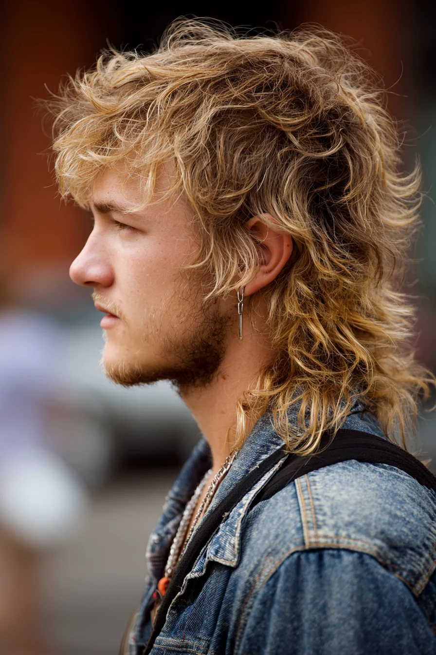 Textured Shag Mullet for Men — Layered Wavy Mullet with Tousled Fringe