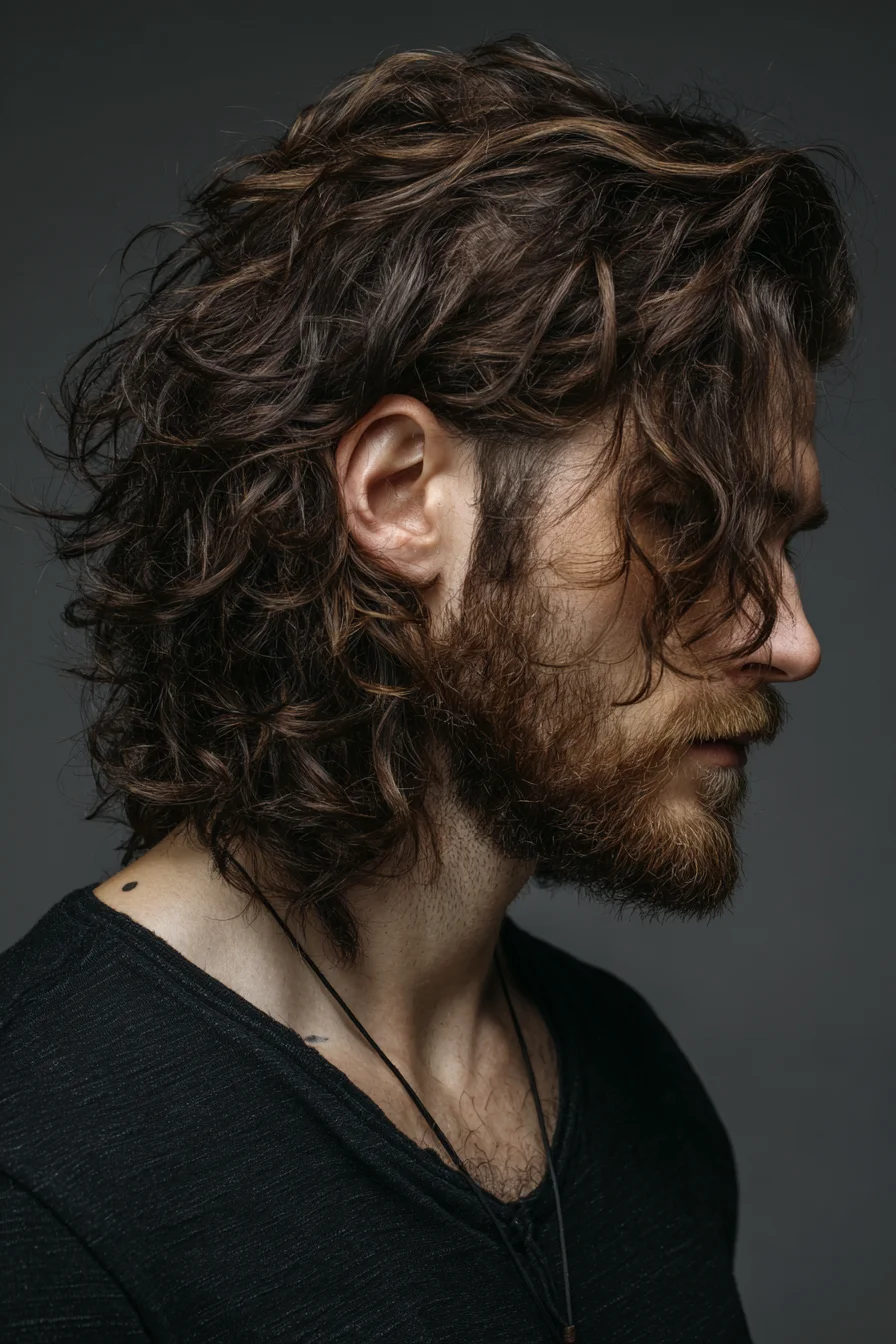 Textured Shoulder-Length Waves for Men — Modern Long Wavy Hairstyle