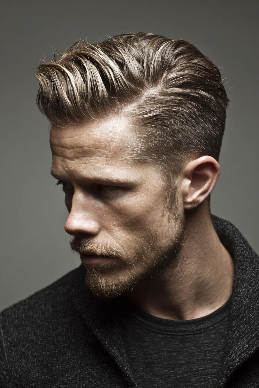Textured Side-Part Pompadour for Men — Modern Tapered Comb-Over