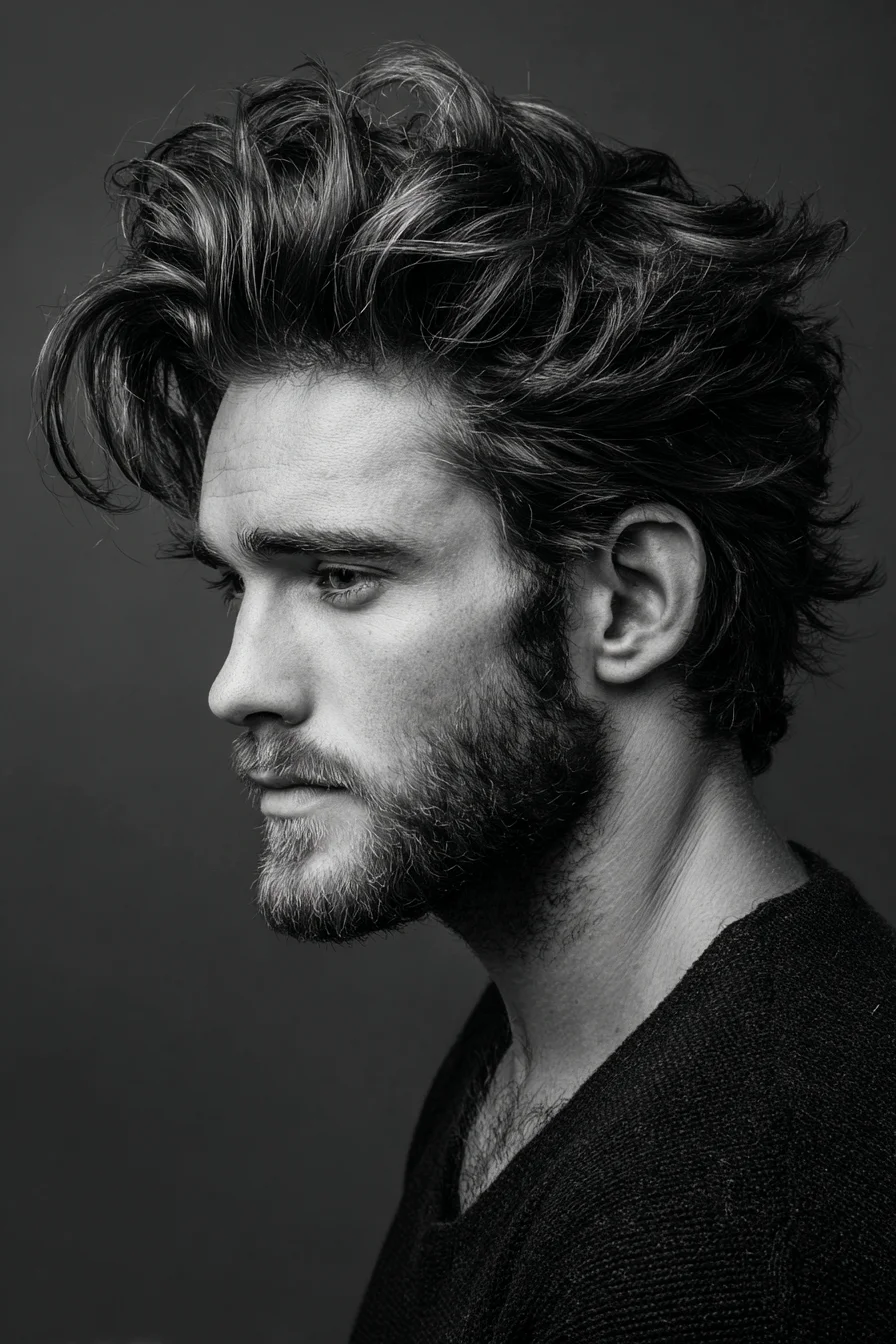 Textured Voluminous Quiff — Modern Mens Medium-Length Hairstyle