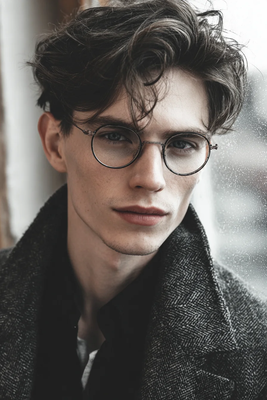 Textured Wavy Fringe — Modern Medium-Length Mens Hairstyle