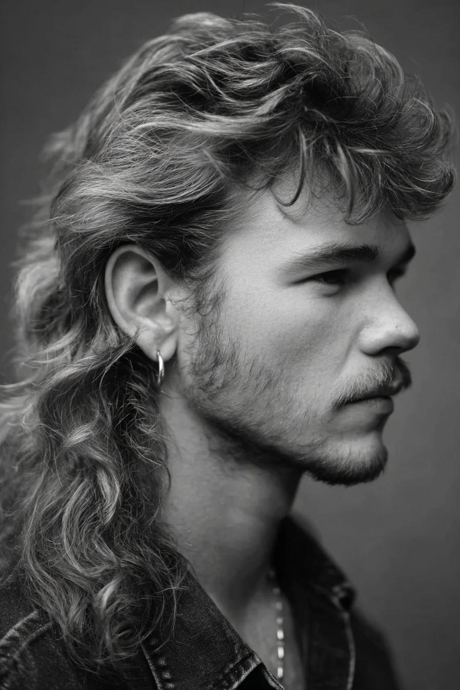 Textured Wavy Mullet — Modern Layered Mens Hairstyle with Tapered Sides