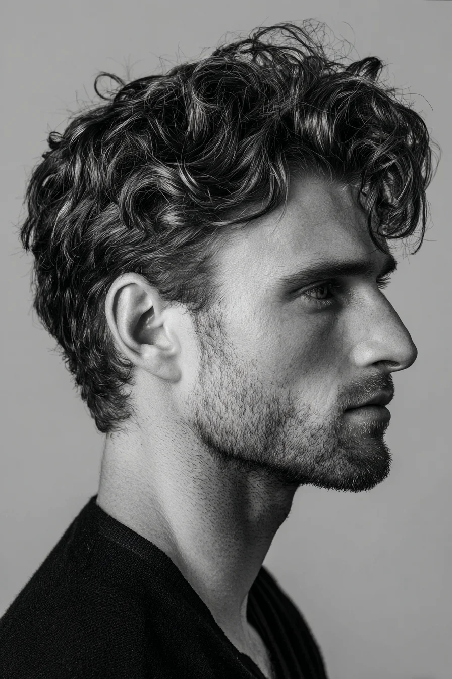 Textured Wavy Quiff for Men — Medium-Length Top with Tapered Sides