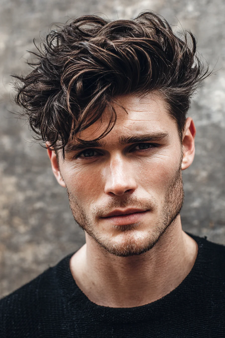 Textured Wavy Quiff with Tapered Sides — Modern Mens Hairstyle