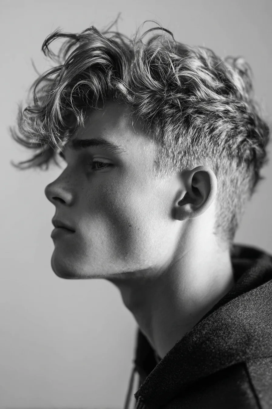 Textured Wavy Top with Tapered Sides — Modern Mens Messy Quiff