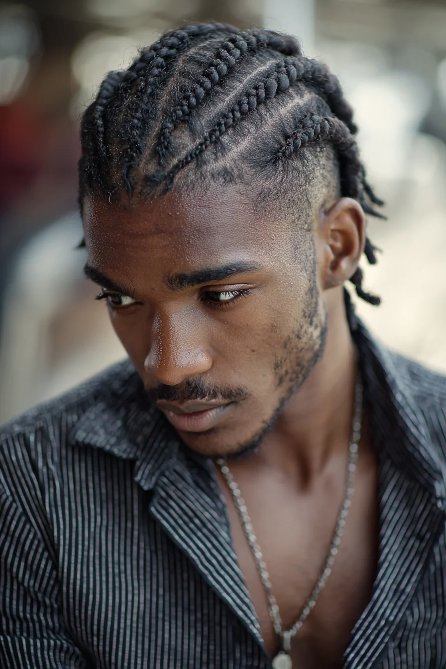 Tight Cornrow Braids with Tapered Sides — Mens Braided Hairstyle