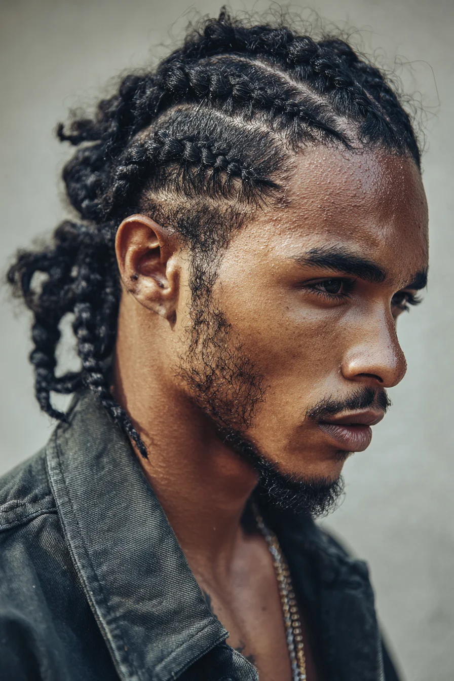 Tight Cornrows for Men — Textured Back Braids on Natural Hair