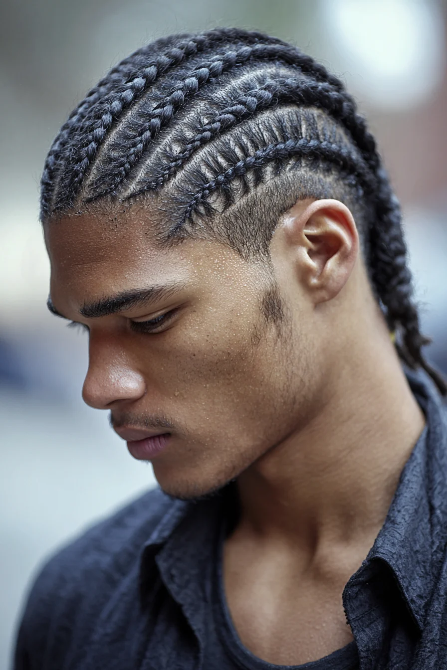 Tight Parallel Cornrows with Tapered Sides — Mens Braided Hairstyle
