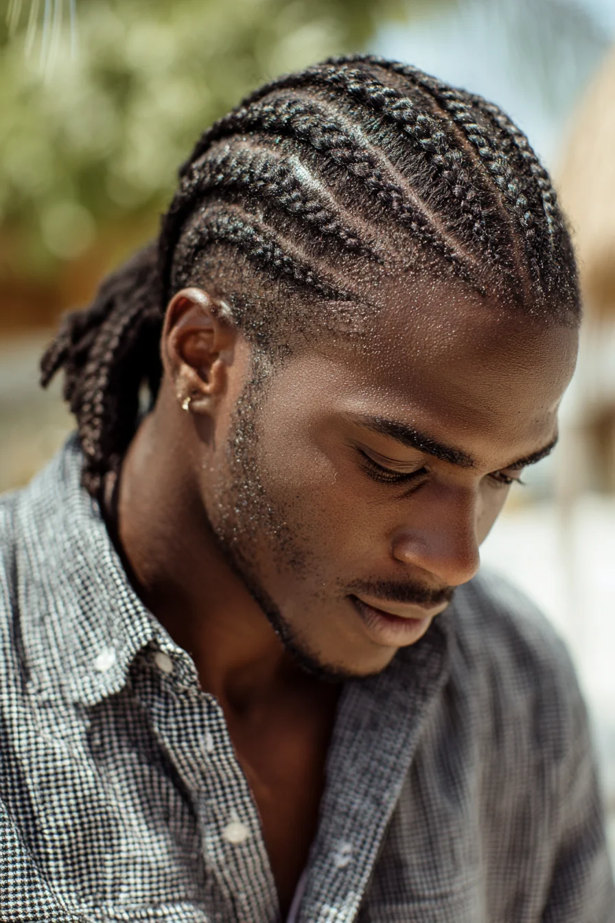 Tight Straight-Back Cornrows for Men — Braided Ponytail Style