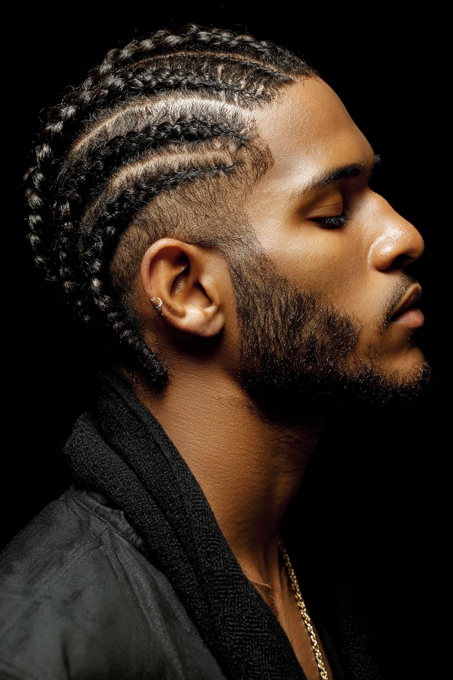 Tight Straight-Back Cornrows with Low Fade — Mens Braided Hairstyle