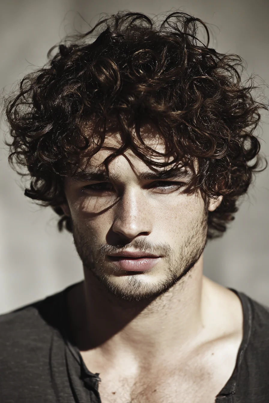 Tousled Curly Crop for Men — Natural Texture, Short Sides & Voluminous Top