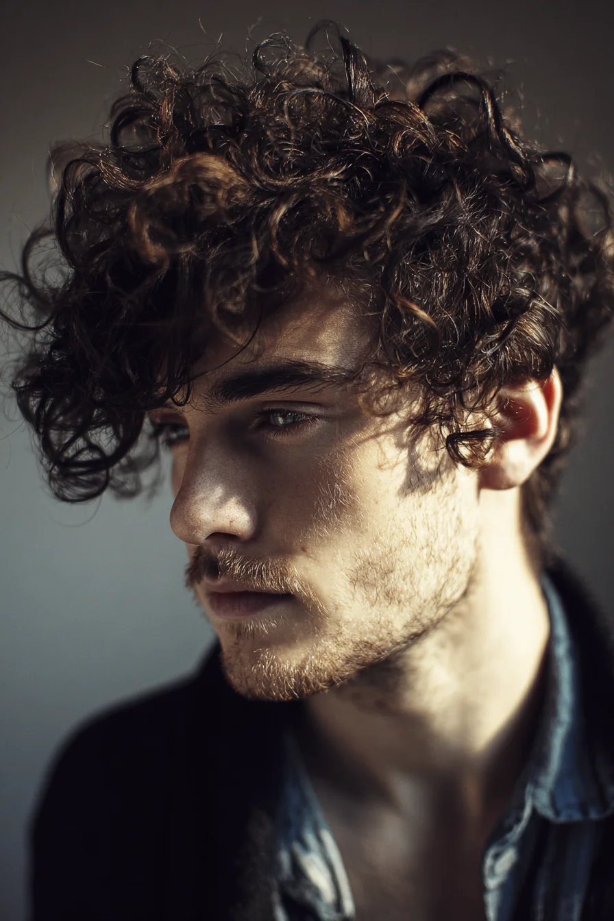 Tousled Curly Fringe for Men — Medium-Length Textured Curls
