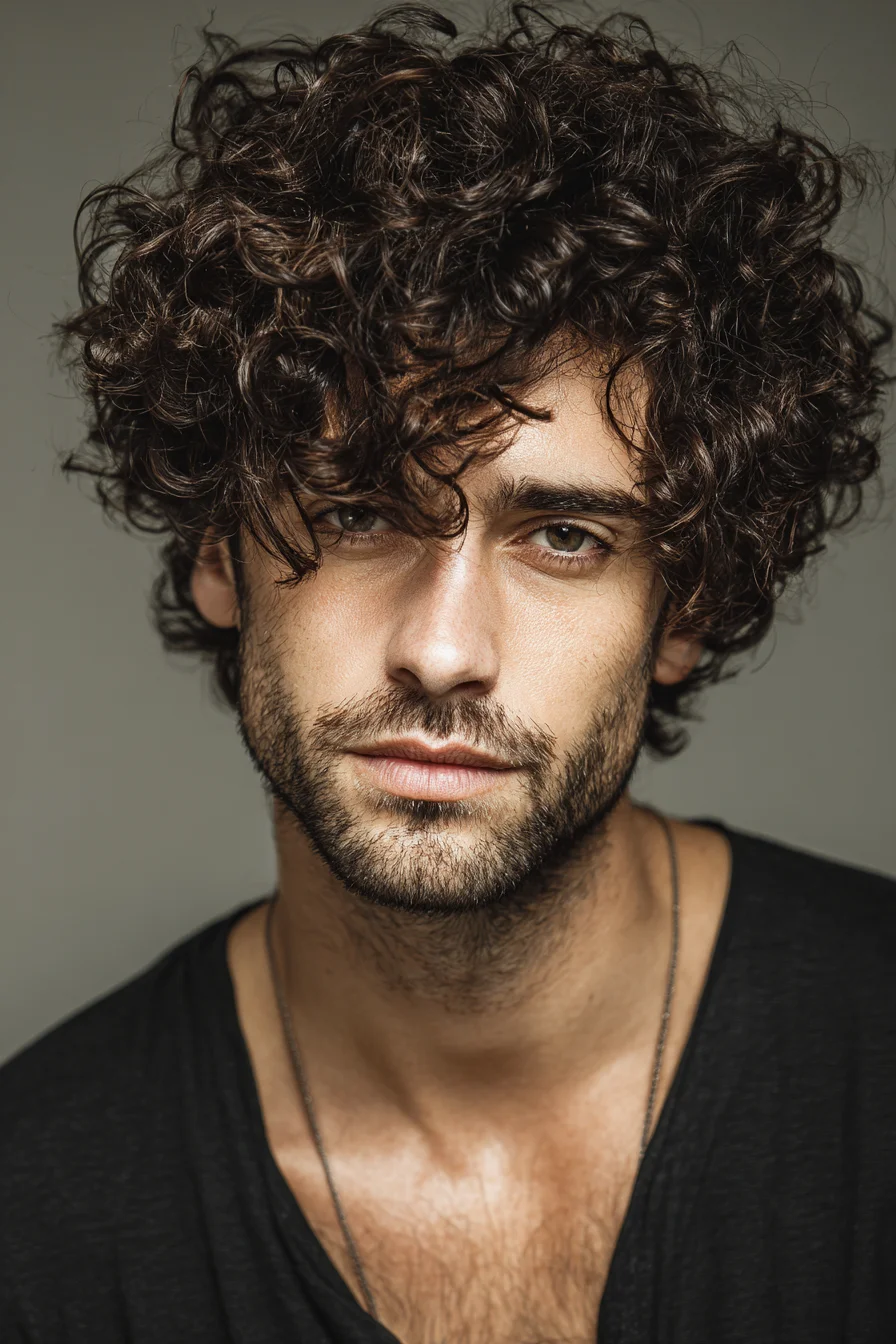 Tousled Curly Mop-Top for Men — Medium-Length Natural Curls