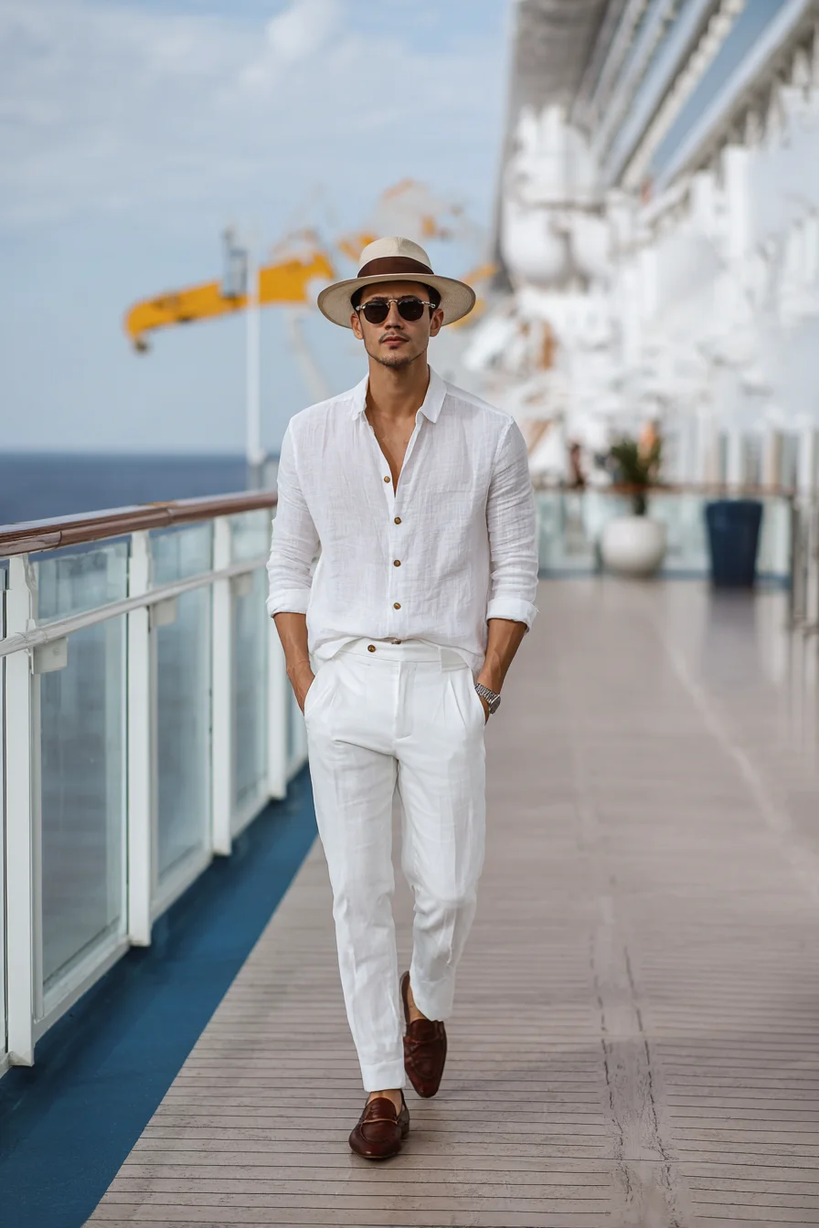 White Linen Cruise Outfit — Mens Resort Smart-Casual